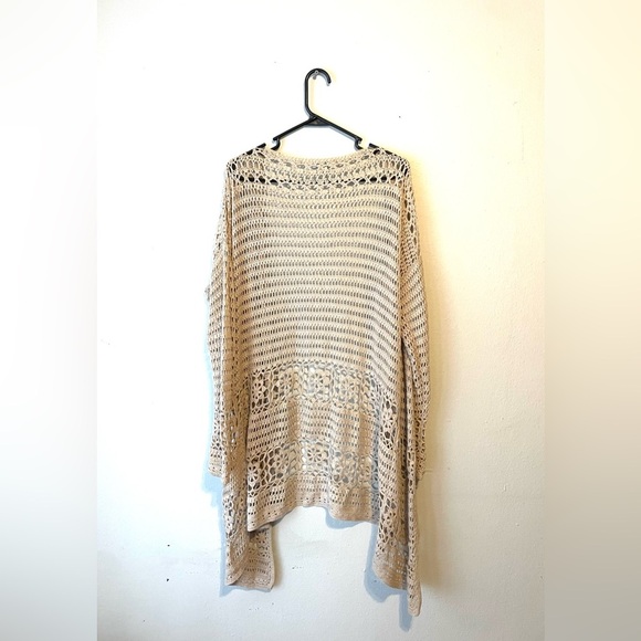 Sundance Catalog Tan Crocheted “Fosette Cardigan” Size X-Small Oversized - Picture 6 of 8